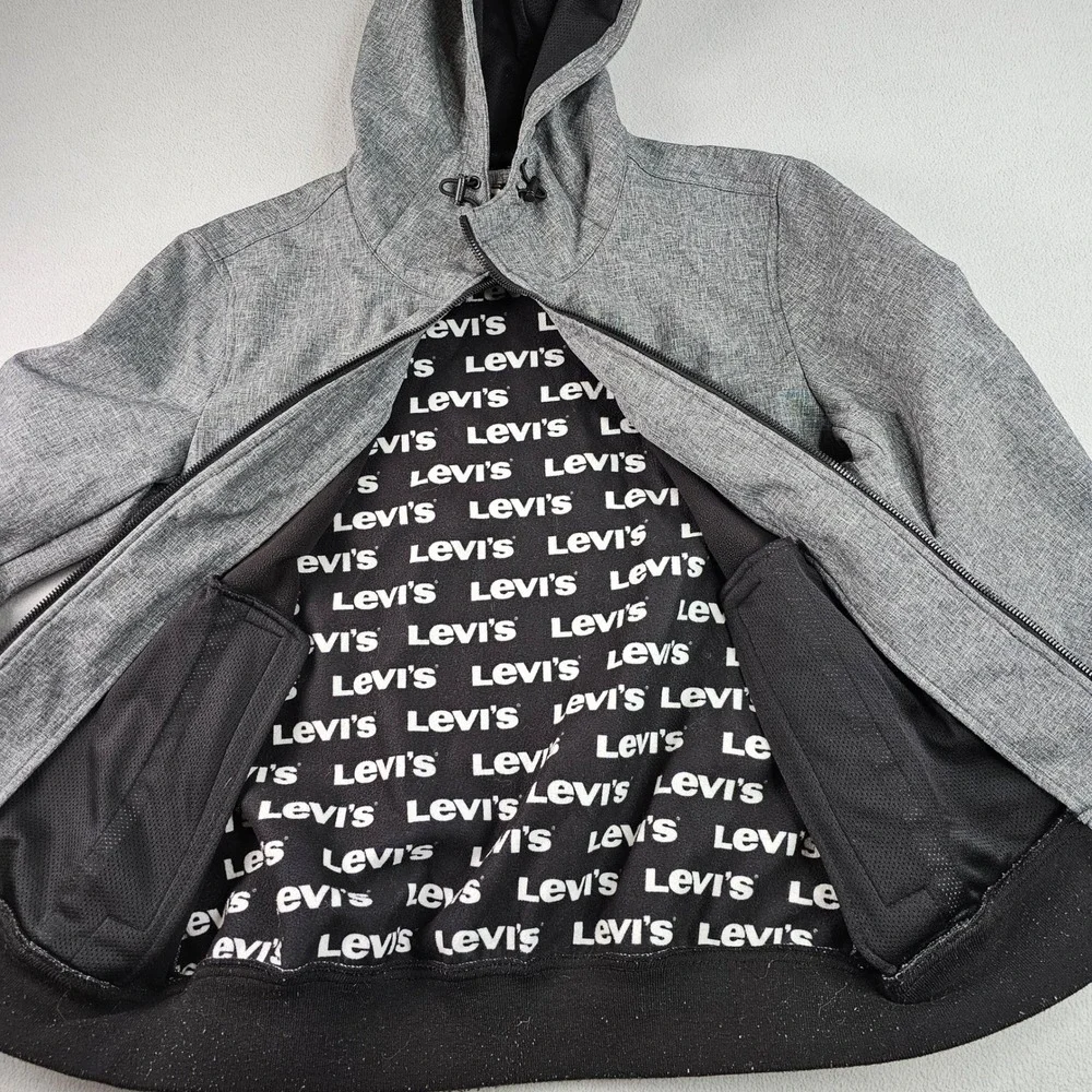 Levi's Men's‎ Hooded Jacket Gray Full Zip Polyester Casual Lightweight Outerwear